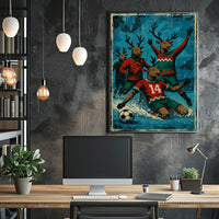 Reindeer Soccer Celebration Poster