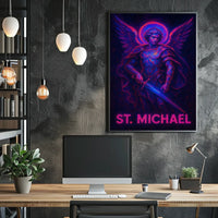 Neon Saint Michael Poster