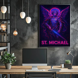 Neon Saint Michael Poster