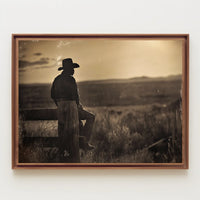 Cowboy's Sunset Reflection: Vintage Western Art Print
