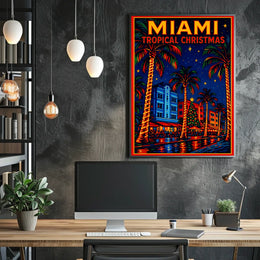 Miami Tropical Christmas Poster