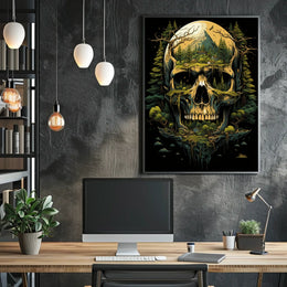 Nature-Inspired Skull Landscape Art Poster - Abstract, Artistic, or Pop Culture Poster