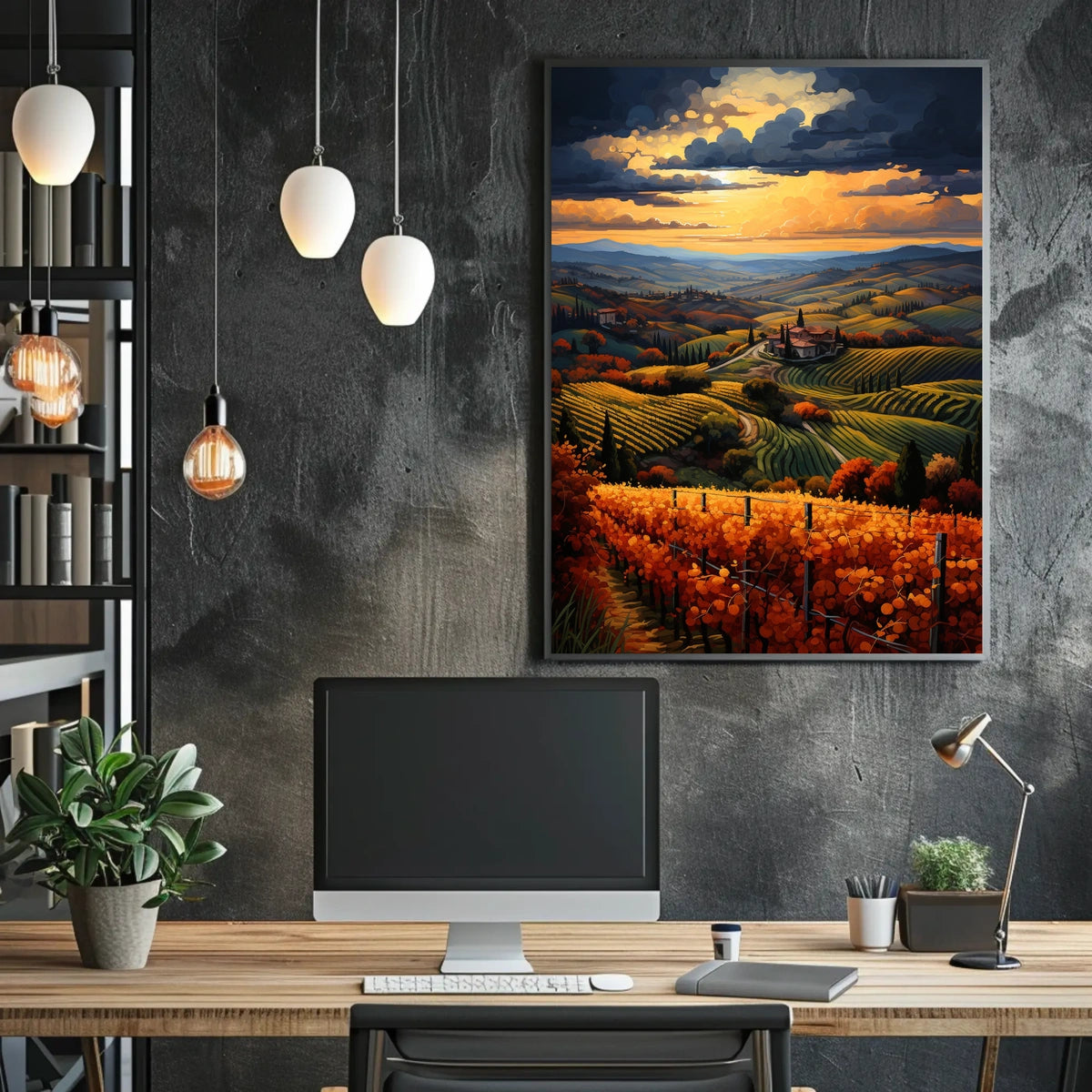 Vibrant Tuscan Countryside Landscape Artistic Poster