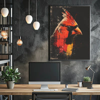 Cardinal Bird Abstract Art Poster: Bold & Vibrant