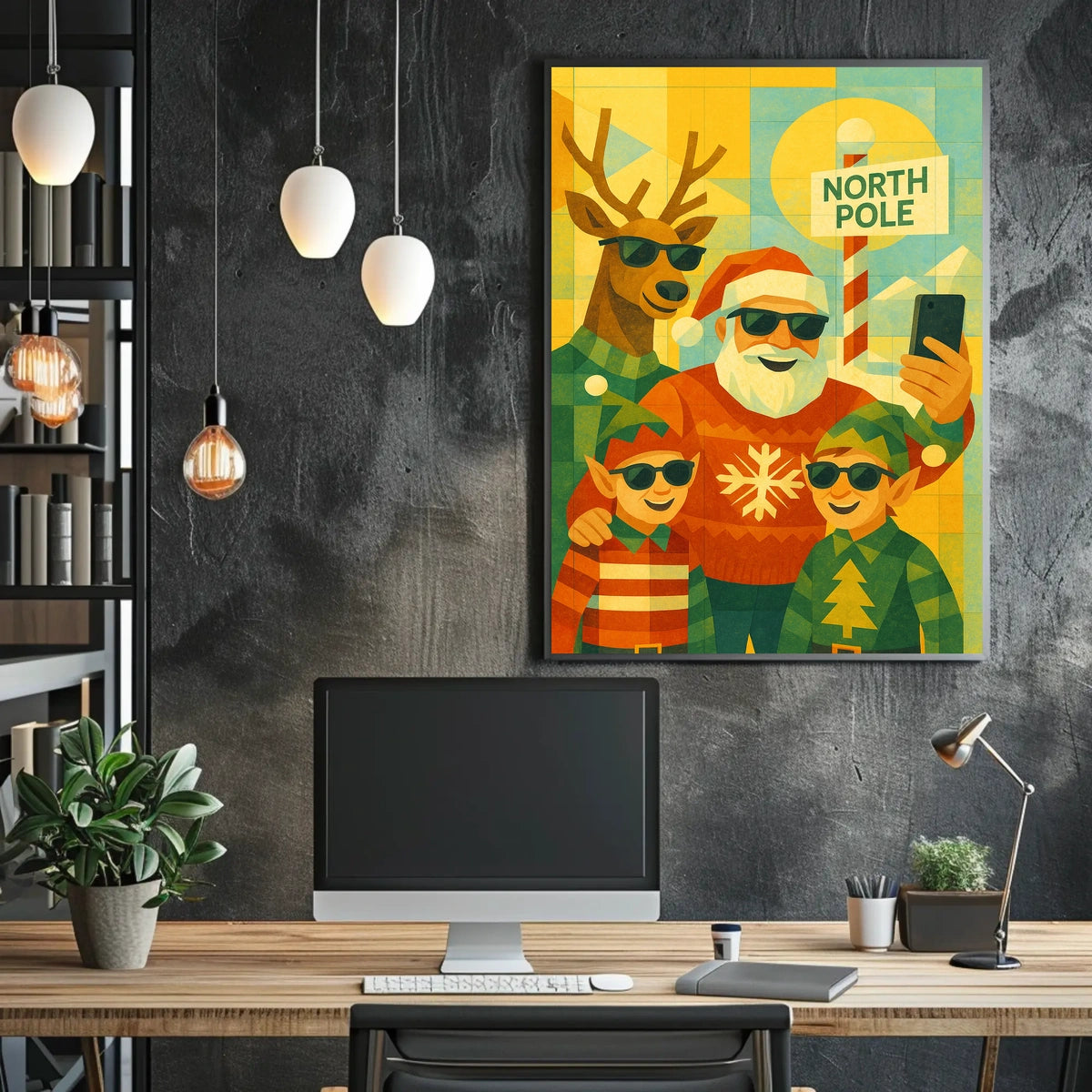 North Pole Selfie Santa Christmas Poster