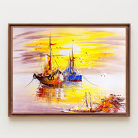 Vibrant Sunrise Over Boats Poster