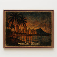 Honolulu Skyline Impressionism Travel Poster