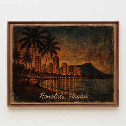 Honolulu Skyline Impressionism Travel Poster