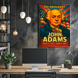 John Adams 2nd President of the United States Colorful Comic Book Style Poster