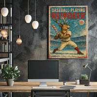 Baseball-Playing Reindeer Poster