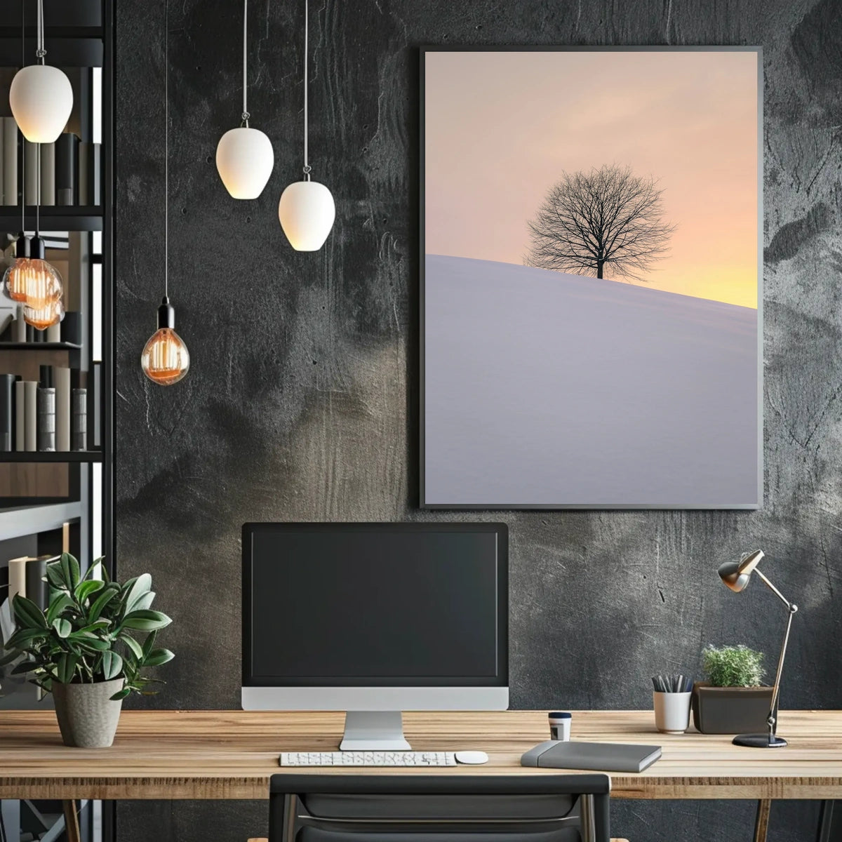 Winter Serenity Minimalist Landscape Art Poster