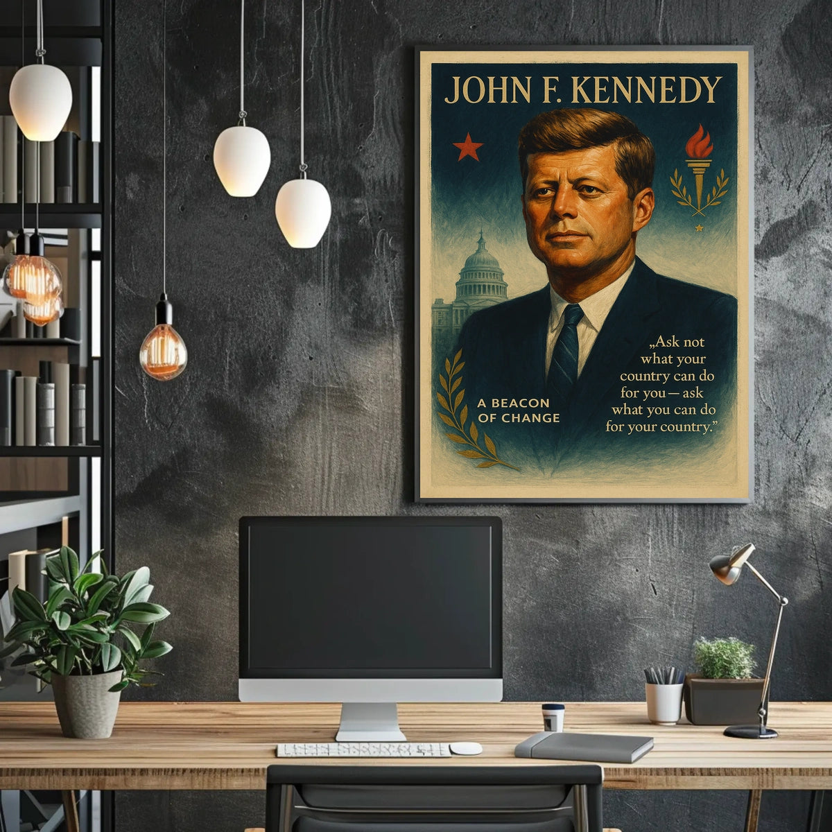 John F. Kennedy Inspirational Vintage Leadership Poster