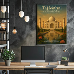 Taj Mahal Vintage Travel Poster Wall Art Print