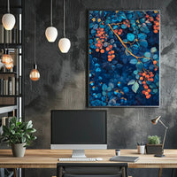 Vibrant Botanical Art: Enchanting Berry and Foliage Poster