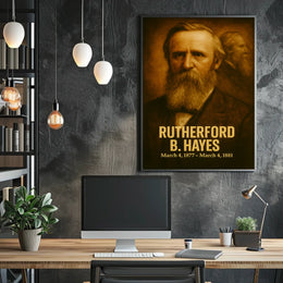 Rutherford B Hayes Poster Vintage Presidential Portrait Print Analog Film Aesthetic Historical Wall Art