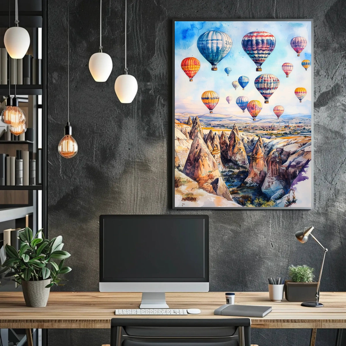 Turkey Cappadocia Hot Air Balloons Scenic Landscape Poster