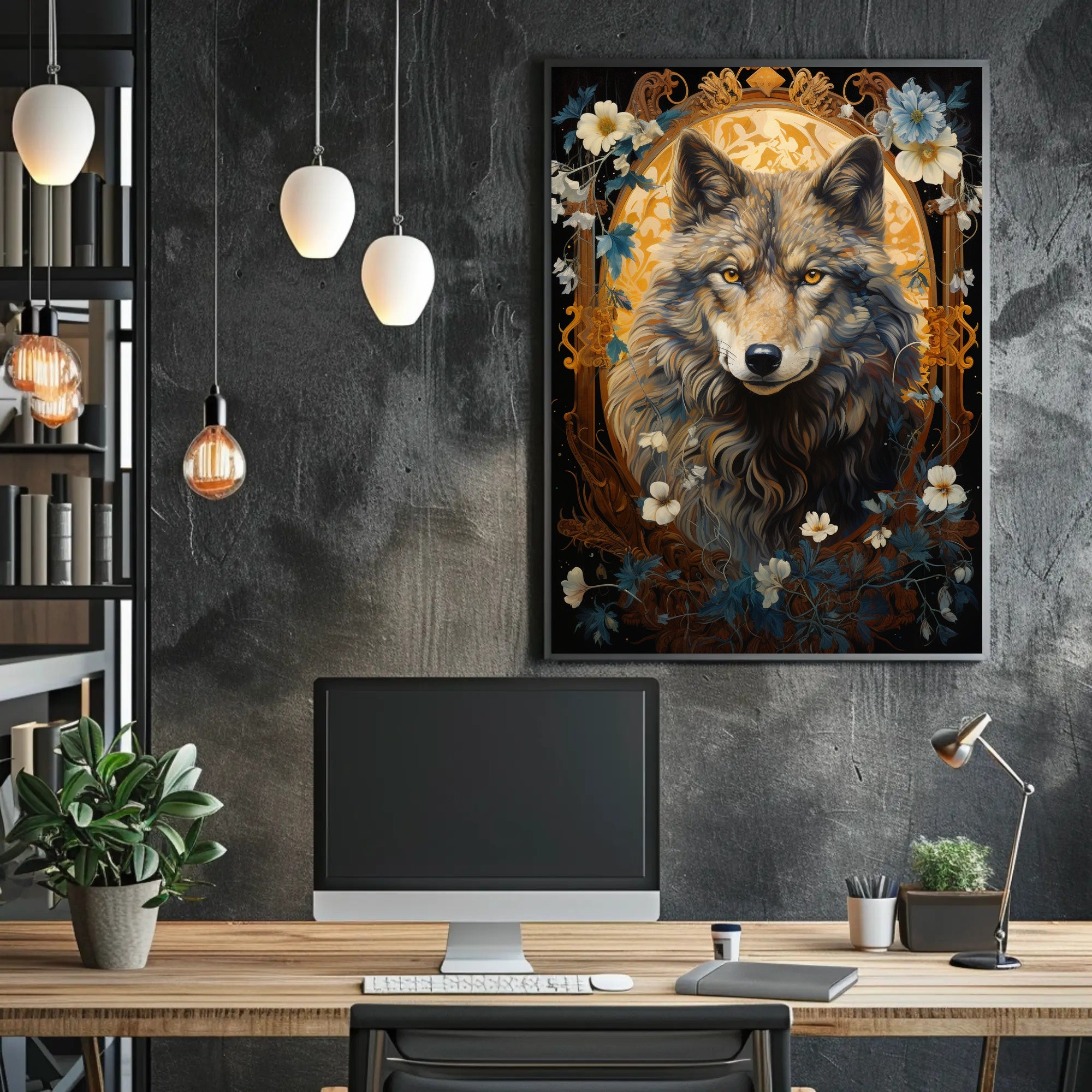 Majestic Wolf Portrait Poster PosterGoat