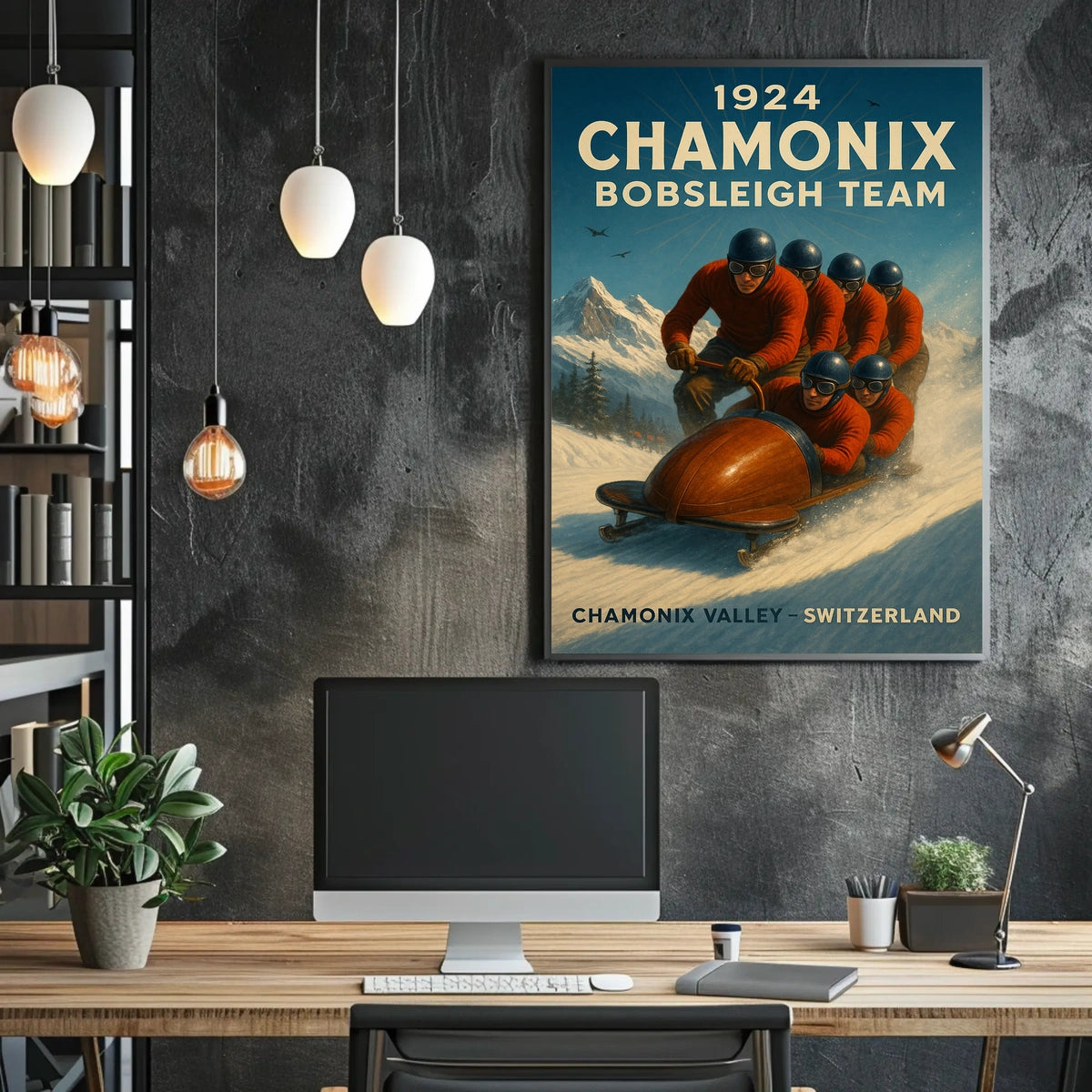 1924 Chamonix Bobsleigh Team Poster