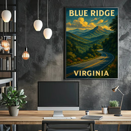 Blue Ridge Scenic Vintage Landscape Home Office Poster
