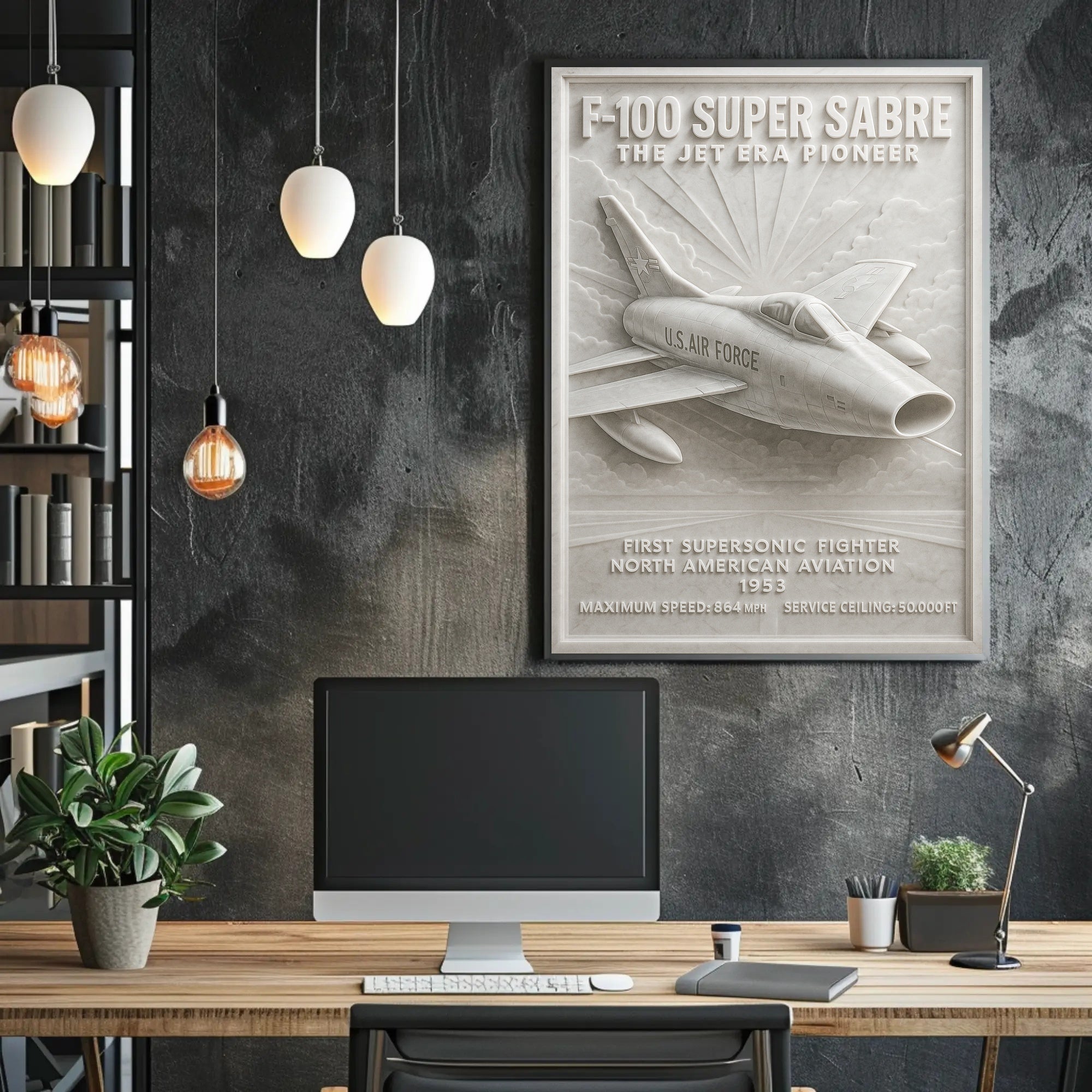 F-100 Super Sabre Vintage Military Aviation Art Poster