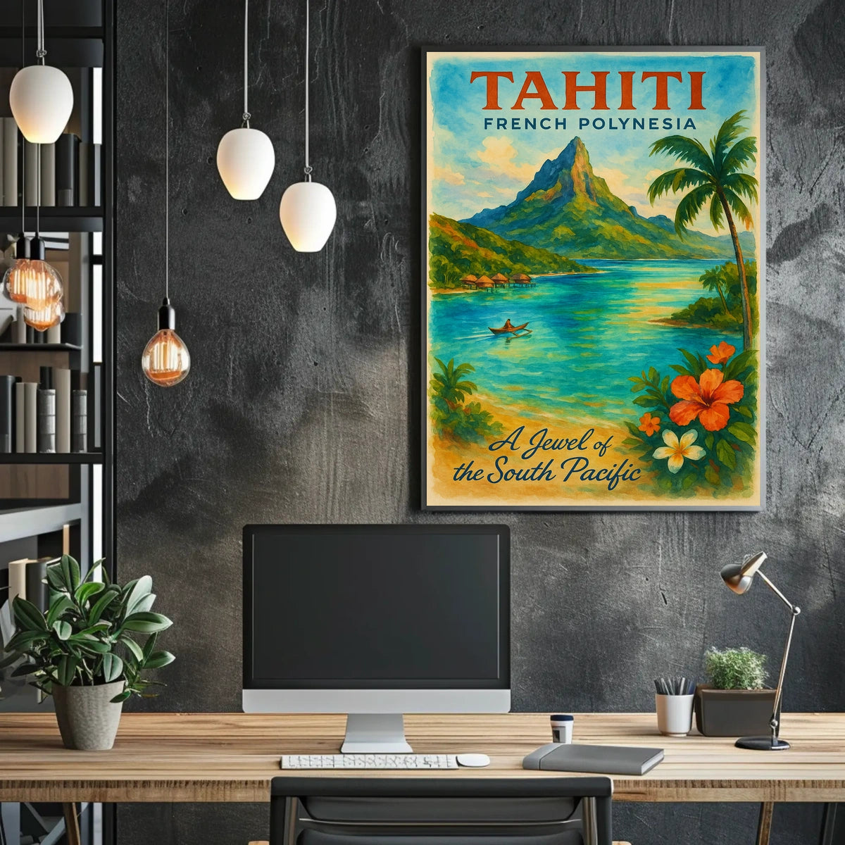 Tahiti Travel Poster – Vintage French Polynesia Wall Art, South Pacific Paradise Decor