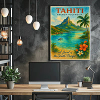Tahiti Travel Poster – Vintage French Polynesia Wall Art, South Pacific Paradise Decor
