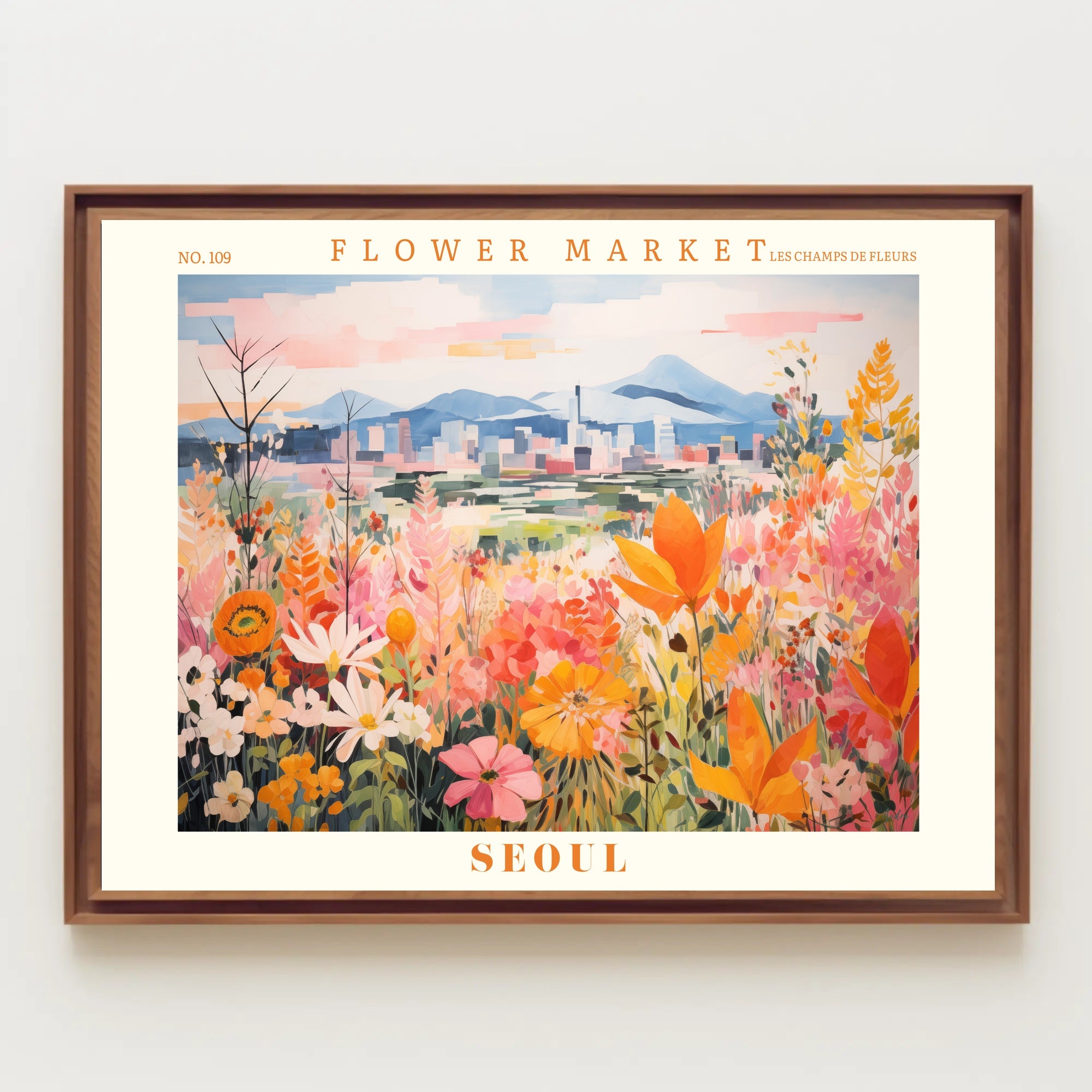 Vibrant Flower Market in Seoul Urban or Cityscape Poster