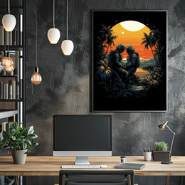 Cosmic Sunset Encounter Poster