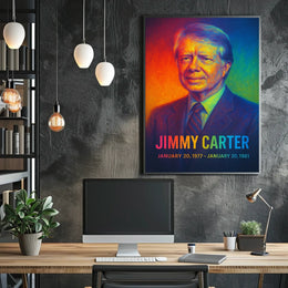 Jimmy Carter 39th President of the United States Neon Gradient Overlay Poster