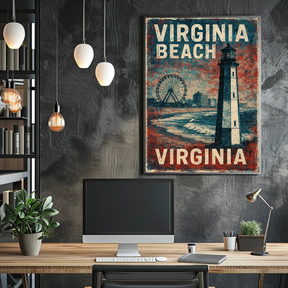 Virginia Beach Vintage Coastal Charm Poster