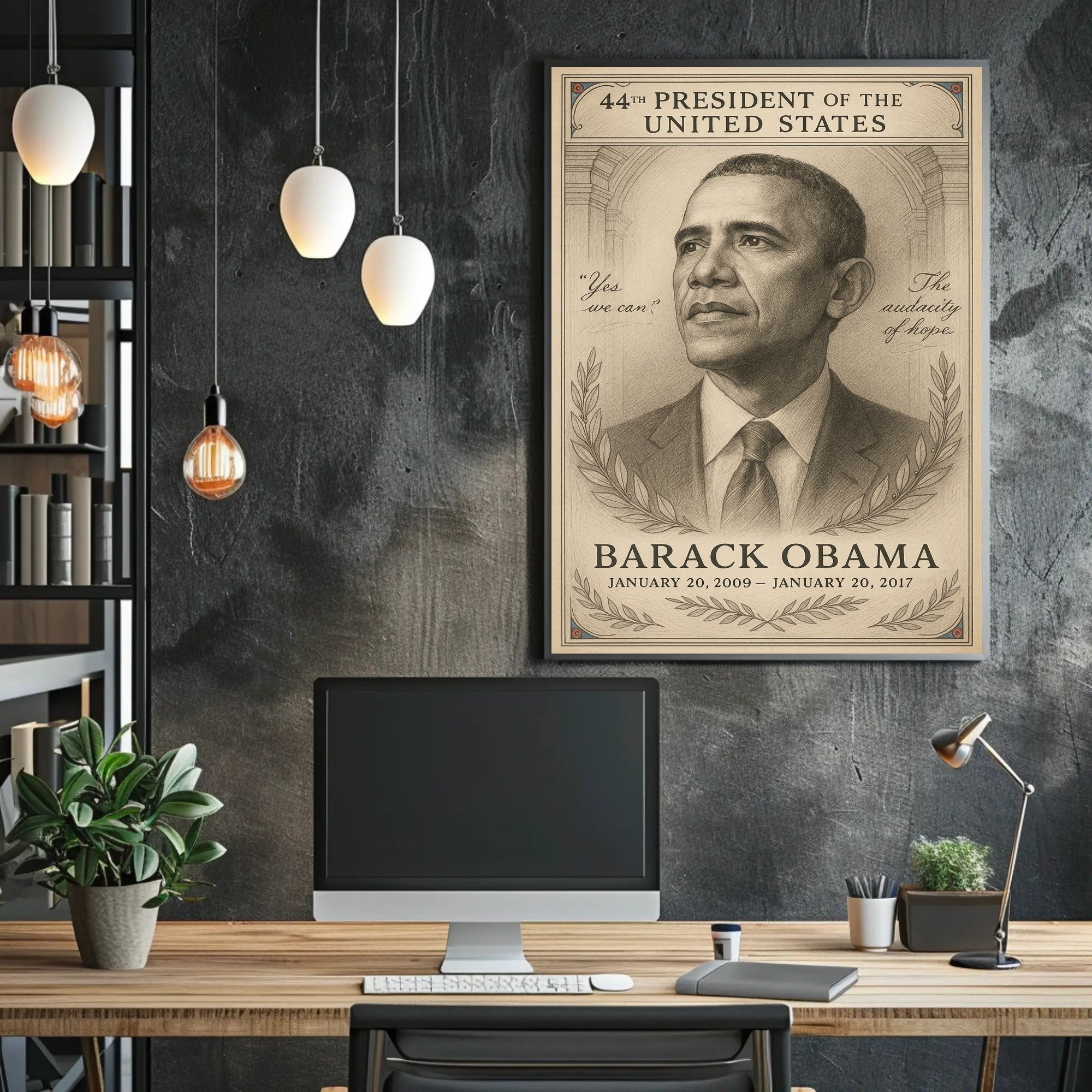Barack Obama 44th President Sketch Poster Art Print PosterGoat