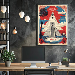 Chichén Itzá Adventure Vintage Travel Poster