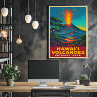 Hawaii Volcanoes Travel Art Deco Poster
