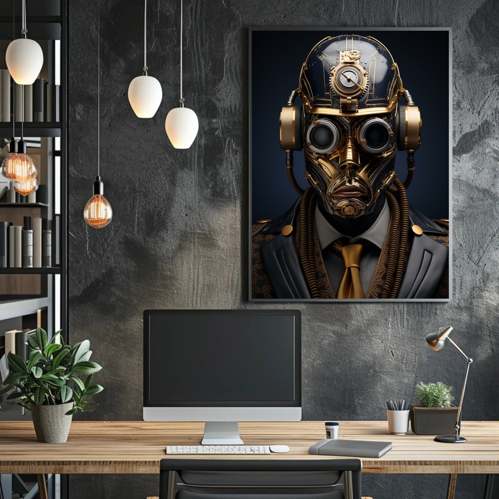 Steampunk Cyborg Portrait Poster PosterGoat