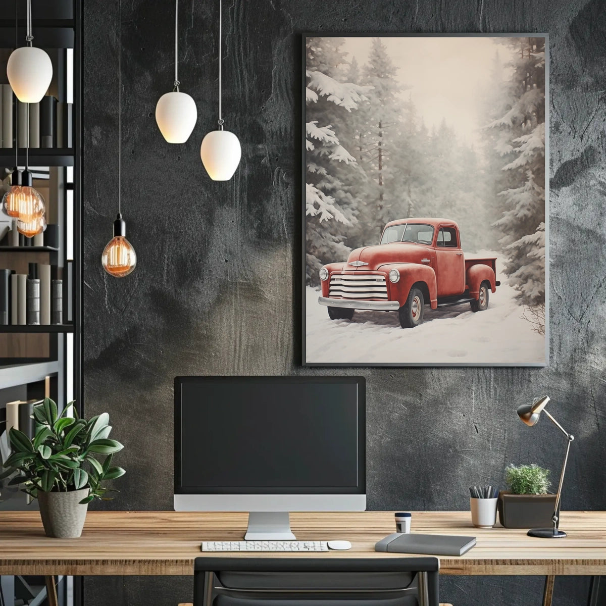 Vintage Winter Truck Vintage Poster