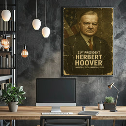 Herbert Hoover 31st President of the United States Damaged Photograph Poster