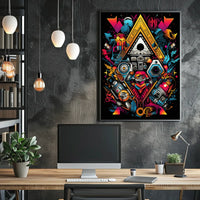 Futuristic Abstract Skull with Mechanical Elements Poster