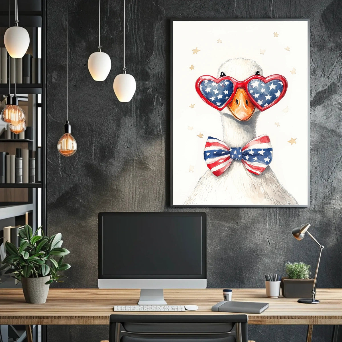 Goose With Oversized Sunglasses In American Flag Poster