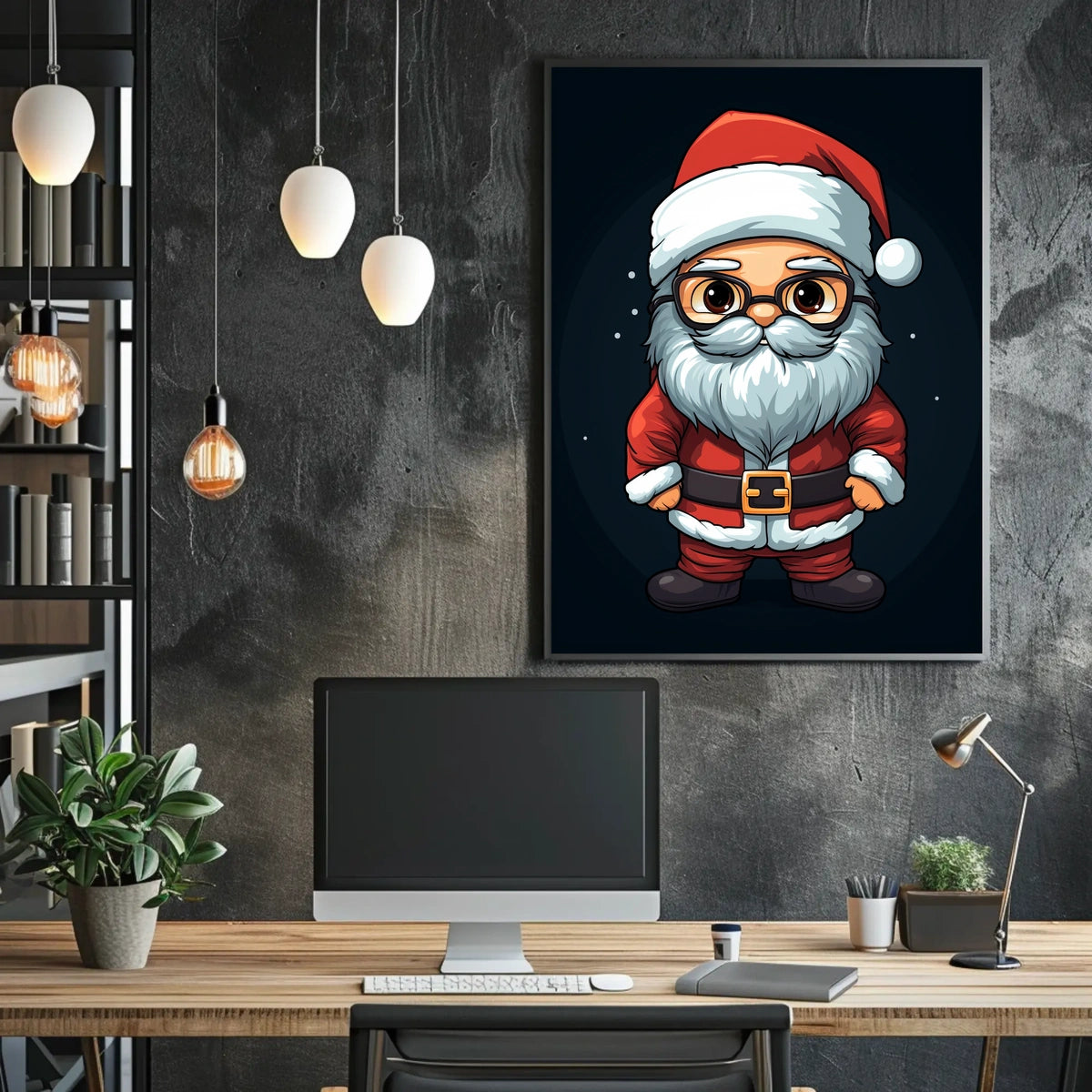 Santa Claus Cartoon Christmas Poster: Festive Holiday Art