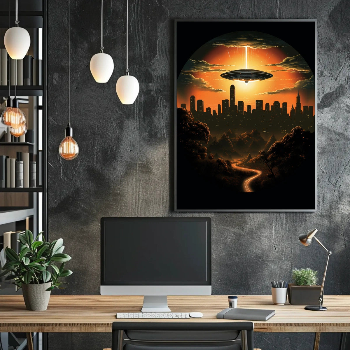 Alien Encounter at Sunset Poster