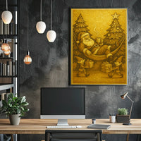 Festive Vintage Santa Christmas Scene Artistic Poster