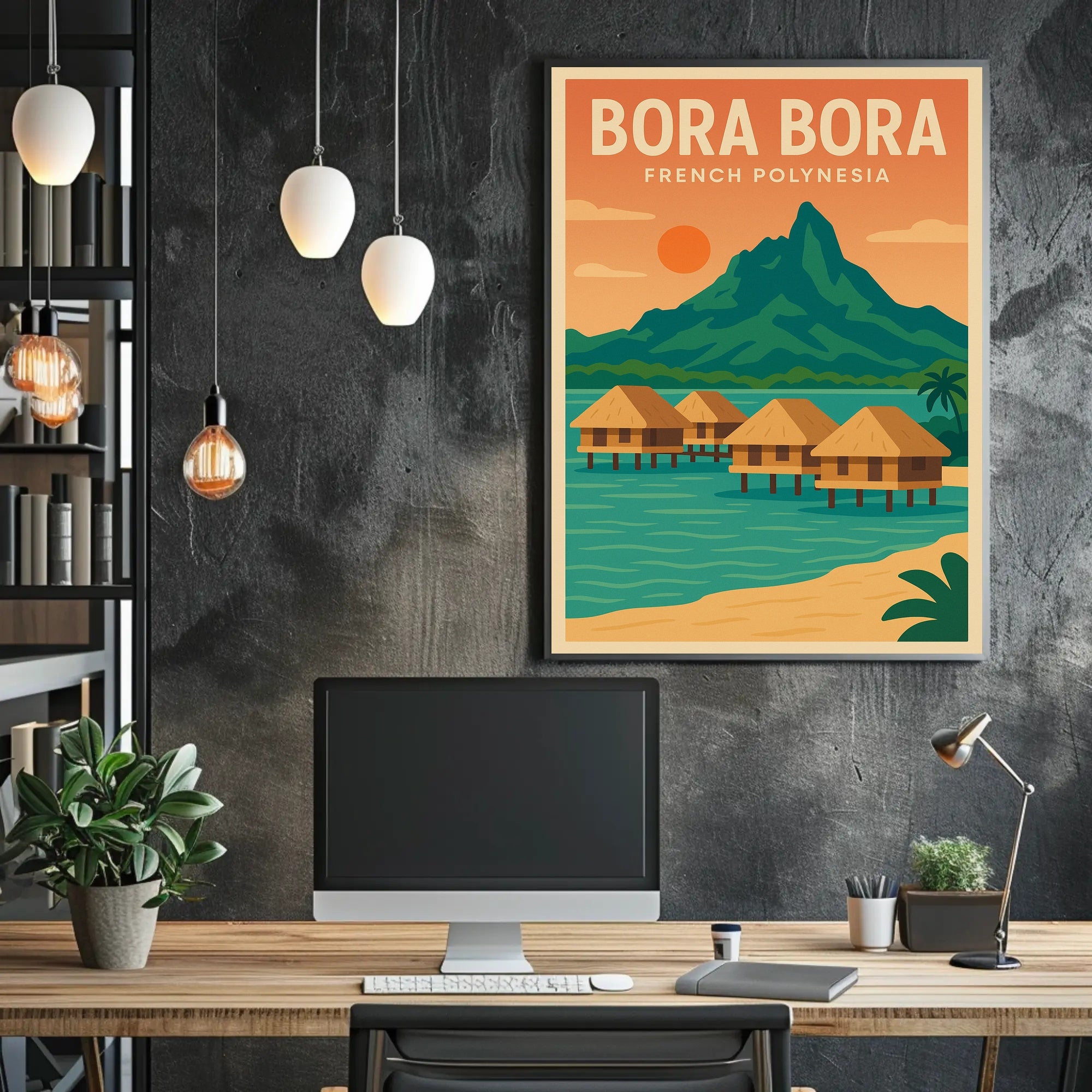 Bora Bora Vintage Tropical Travel Paradise Poster PosterGoat