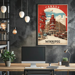 Vintage Winnipeg Landmark with Classic Cars Urban or Cityscape Poster