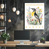 Western Meadowlark Kansas State Bird Art Poster