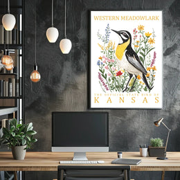 Western Meadowlark Kansas State Bird Art Poster