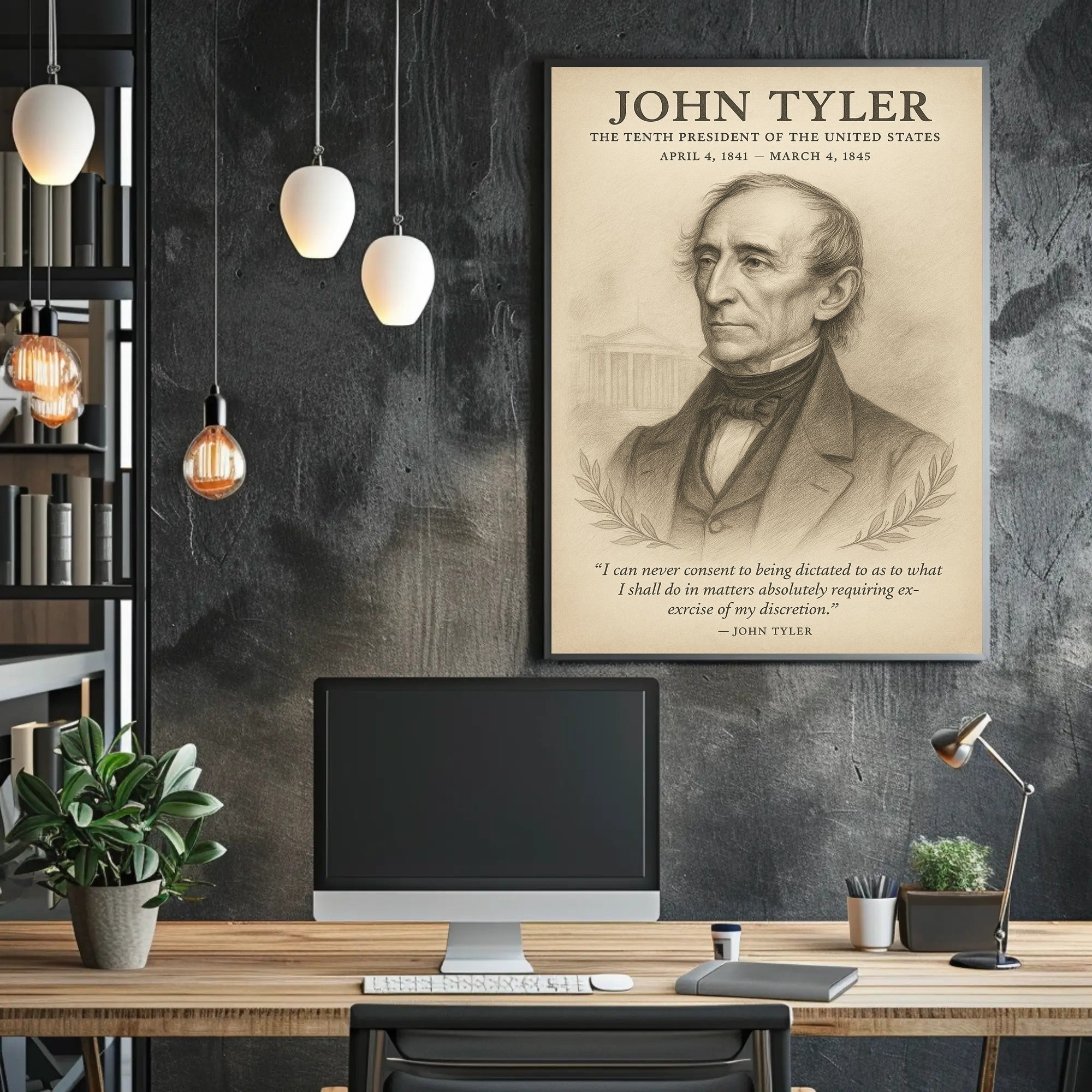John Tyler 10th President Sketch Poster Art Print for Home Decor PosterGoat