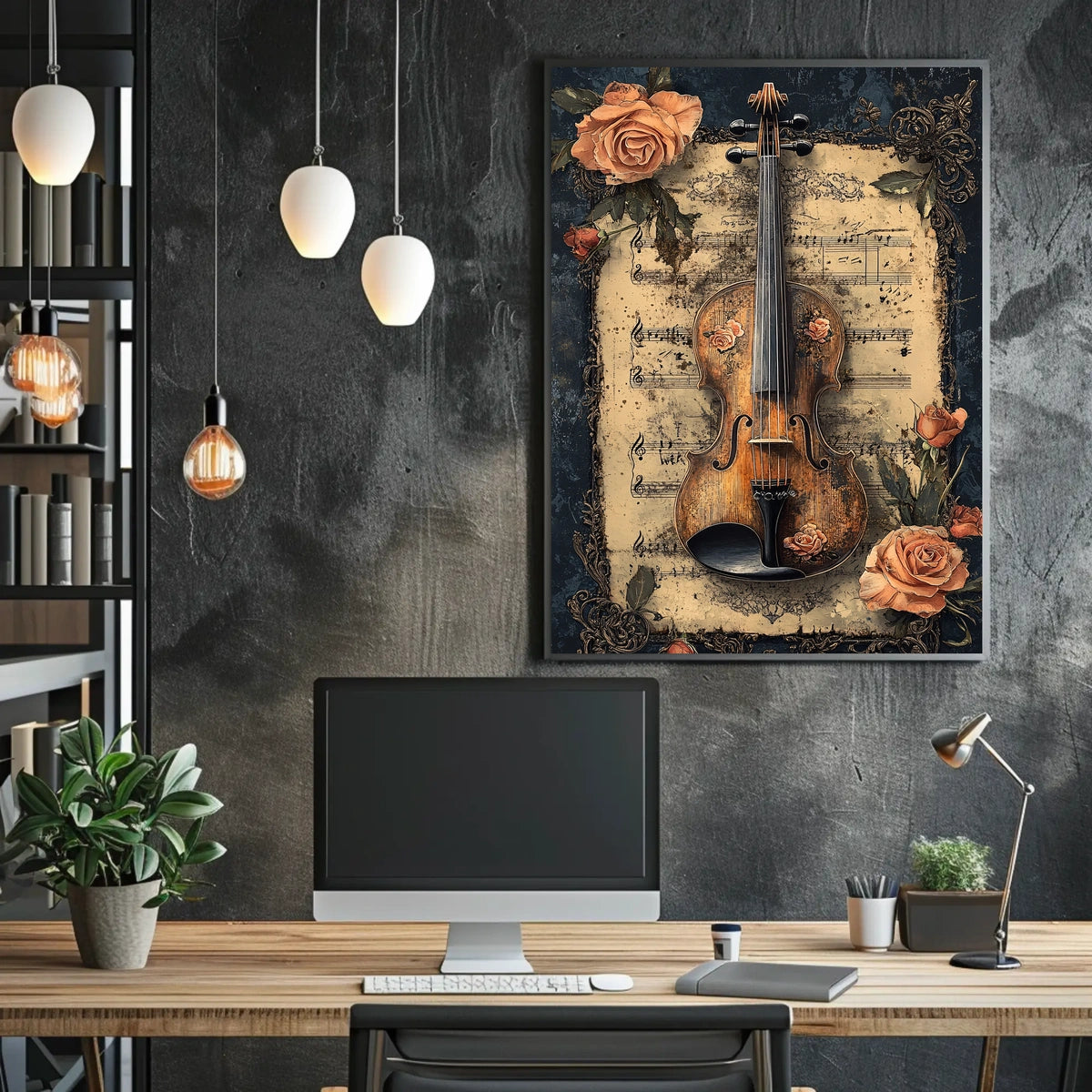 Violin and Roses Artistic Poster