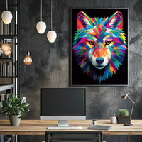 Vibrant Geometric Wolf Poster PosterGoat