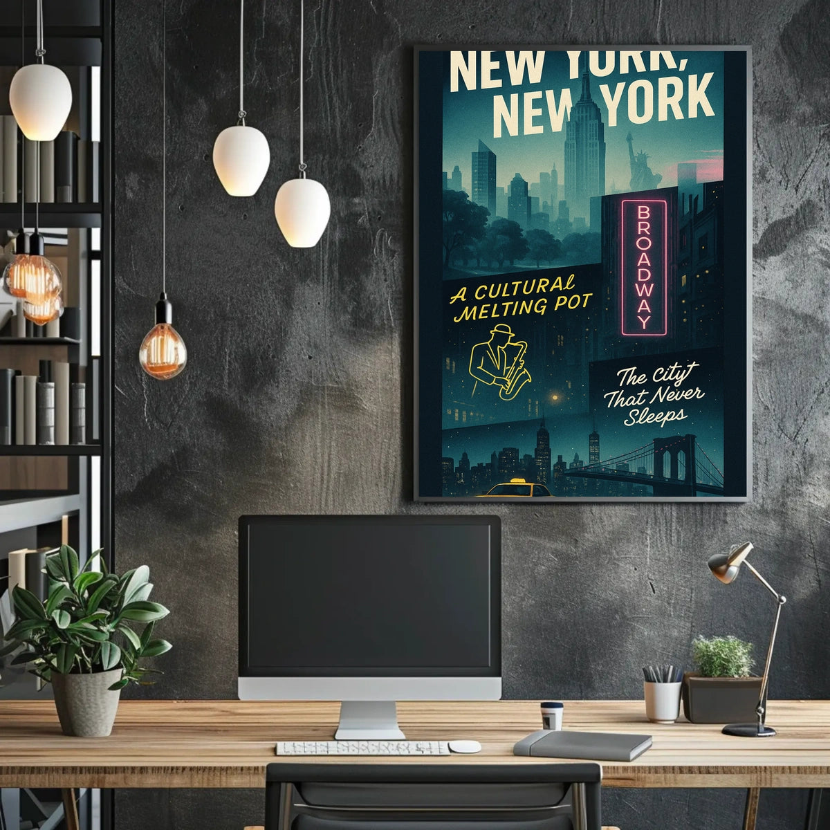 New York City Cultural Melting Pot Poster Modern Wall Art