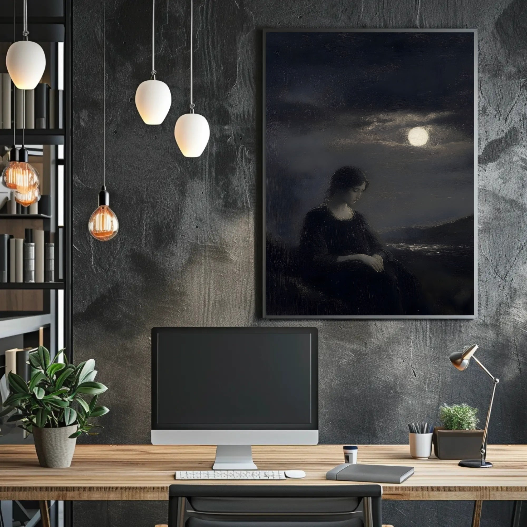 Mystical Moonlight Woman Artistic Poster PosterGoat